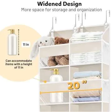 Over the Door Organizer 5 Tiers,Extra Large Behind Door Storage of 10 Compartments,50 lbs Weight Capacity Over the Door Storage, Door Hanging Organizer for Closet, Diaper Organizer, Toy Storage, Beige