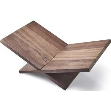 Honygebia Solid Wood Book Stands - Cross Frame Walnut Wooden Book Holder, Open Bookstand for Display...
