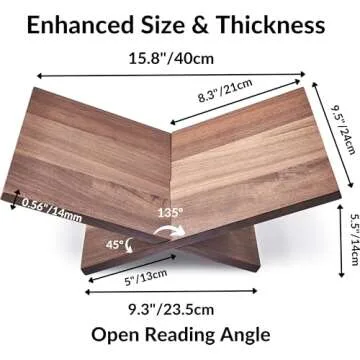 Honygebia Solid Wood Book Stands - Cross Frame Walnut Wooden Book Holder, Open Bookstand for Display and Reading, Suitable for Art, Bible, Cookbook, Easel, Magazine, Textbooks