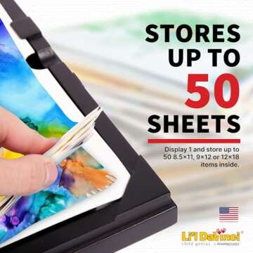 Dynamic Frames Li'l Davinci Front-Open Art Frame Set -12x18, 9x12, and 8.5x11; Stores 50 Creations P...