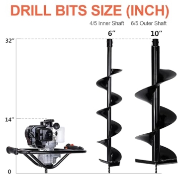 Powerful EPA Certified 52CC Post Hole Digger with Bits