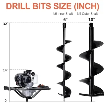 Powerful EPA Certified 52CC Post Hole Digger with Bits