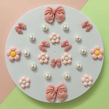 Resin Pink Bow Shoe Charms for Girls, 24Pcs Cute Flower Accessories for Clog Sandals, Pearl Decorati...