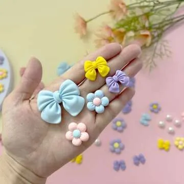 Cute Resin Pink Bow Shoe Charms for Girls | 24Pcs