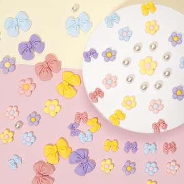 Cute Resin Pink Bow Shoe Charms for Girls | 24Pcs