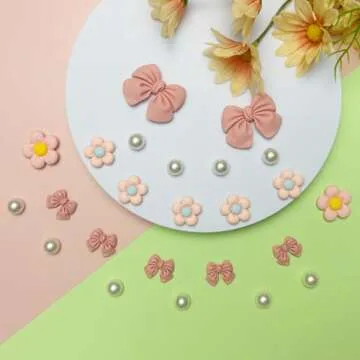 Cute Resin Pink Bow Shoe Charms for Girls | 24Pcs