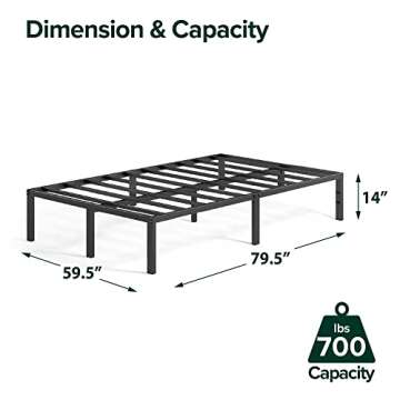 ZINUS Yelena 14 Inch Metal Platform Bed Frame, Steel Slat Support, No Box Spring Needed, Easy Assemb...