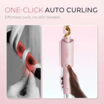 TYMO CurlPro Automatic Rotating Curling Iron for Beautiful Beach Waves, Pink