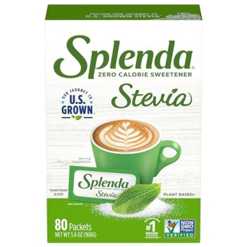 SPLENDA Stevia Zero Calorie Sweetener, Plant Based Sugar Substitute Granulated Powder, Single Serve ...