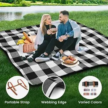 Sapsisel 80"x80" Waterproof Picnic Blanket for 6-8