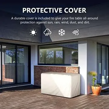 Cecarol 43in Glass Shield Outdoor Propane Gas Fire Pit Table Electronic Pulse Ignition w/Glass Rock, Waterproof Cover, 50,000 BTU CSA Certification for Outside Garden Patio Party (Black)