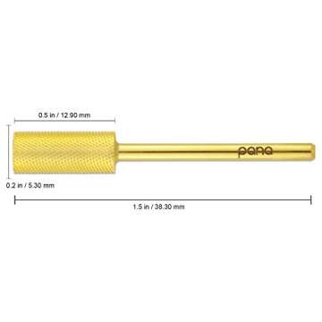 PANA Flat Top Small Barrel 3/32" Shank Size - (Gold, Extra Fine Grit) - Fast remove Acrylic or Hard ...