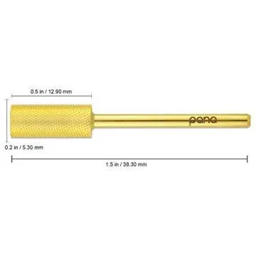 PANA Flat Top Small Barrel 3/32" Shank Size - (Gold, Extra Fine Grit) - Fast Remove Acrylic or Hard ...