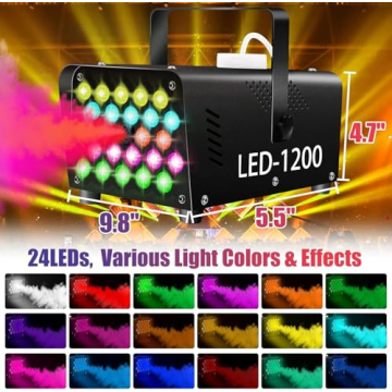 Fog Machine with 24 Colorful LED Lights - 1200W Smoke Effect Perfect for Parties and Events
