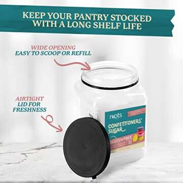 Roots Circle Confectioners Sugar | Non GMO & Gluten-Free Powdered Sugar | Vegan & Kosher for Passover | Great for Glazes, Fudge, Icing and Dusting | 1 Pack - 17.63oz