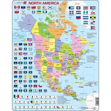 Larsen Puzzles North America Map 70 Piece Children's Educational Jigsaw Puzzle