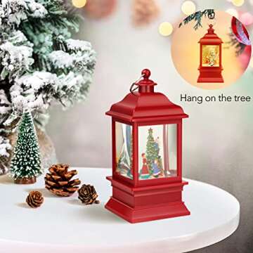 [Upgraded 2022] Christmas Snow Globe Lantern with Snowman, Battery Operated Lighted with Swirling Water Glittering Globe, Xmas Home Decor Tabletop Lanterns for Christmas Decoration and Gift