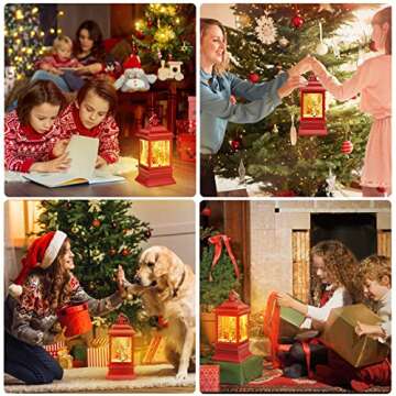 [Upgraded 2022] Christmas Snow Globe Lantern with Snowman, Battery Operated Lighted with Swirling Water Glittering Globe, Xmas Home Decor Tabletop Lanterns for Christmas Decoration and Gift