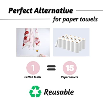 Folkulture Kitchen Towel with Hanging Loop, Set of 3-100% Cotton Dish Towels for Romantic Gifts, Boho Tea Towels or Hand Towels, Absorbent Dishcloths, 20 x 26 (Perfect Match)