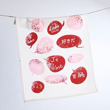 Folkulture Kitchen Towel with Hanging Loop, Set of 3-100% Cotton Dish Towels for Romantic Gifts, Boho Tea Towels or Hand Towels, Absorbent Dishcloths, 20 x 26 (Perfect Match)