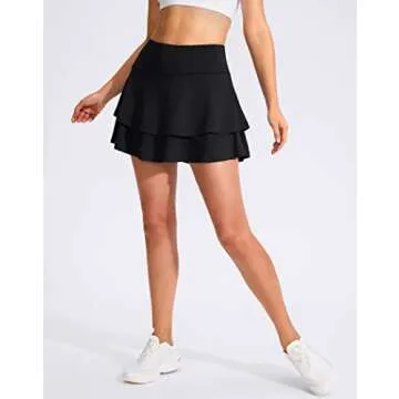 G Gradual Women's Pleated Tennis Skirts with 4 Pockets Athletic Golf Skorts Skirts for Women Layered Skirts for Workout Running (Black, XX-Small)