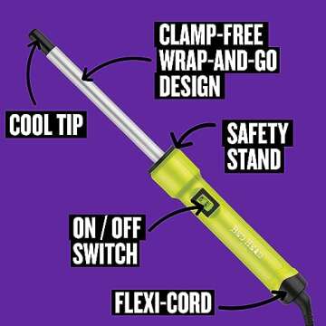 Bed Head Curlipops .5” Tourmaline Ceramic Skinny Pop™ Styling Iron | Clamp-Free Curling Wand | for Tight, Bouncy Curls (1/2 Inch)
