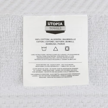 Utopia Towels [6 Pack Premium Hand Towels Set, (16 x 28 inches) 100% Ring Spun Cotton, Ultra Soft and Highly Absorbent 600GSM Towels for Bathroom, Gym, Shower, Hotel, and Spa (White)