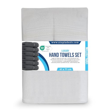 Utopia Towels [6 Pack Premium Hand Towels Set, (16 x 28 inches) 100% Ring Spun Cotton, Ultra Soft and Highly Absorbent 600GSM Towels for Bathroom, Gym, Shower, Hotel, and Spa (White)