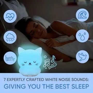 Mindfulness 'Breathing Kitty' | 4-7-8 Guided Visual Meditation Breathing Light | 3 in 1 Device with Night Light & Noise Machine for ADHD Anxiety Stress Relief Sleep - Gift for Kids Adult Women Men