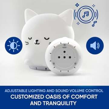 Mindfulness 'Breathing Kitty' | 4-7-8 Guided Visual Meditation Breathing Light | 3 in 1 Device with Night Light & Noise Machine for ADHD Anxiety Stress Relief Sleep - Gift for Kids Adult Women Men