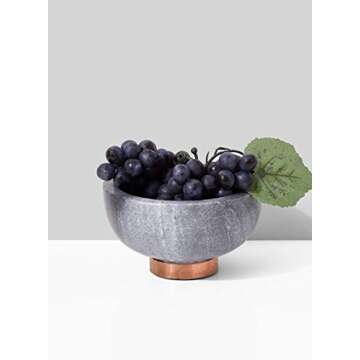 Serene Spaces Living Black Marble Bowl with Copper Ring