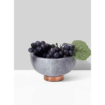 Serene Spaces Living Black Marble Bowl with Copper Ring