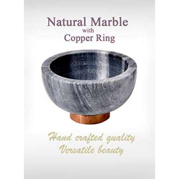 Serene Spaces Living Black Marble Bowl with Copper Ring