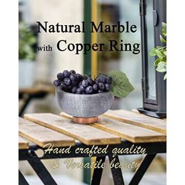 Serene Spaces Living Black Marble Bowl with Copper Ring