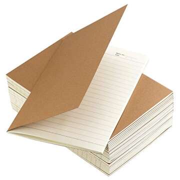 Owevvin 24 Pack Journal Notebook with Lined Paper, Brown Kraft Cover Writing Diary Subject Notebooks for Travelers, School and Office, A5 Size, 8.3x5.5 inch. 60 Lined Pages, 30 Sheets