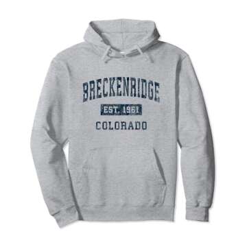 Breckenridge Colorado CO Vintage Sports Design Navy Print Pullover Hoodie