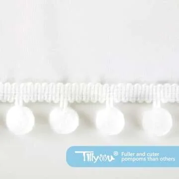 Stylish TILLYOU Crib Skirt with Pompoms for Nurseries