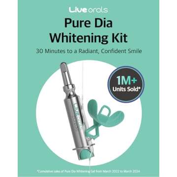Live Orals Pure Dia Teeth Whitening Gel - Safe at-Home Kit, Hydrogen Peroxide, Mouthpiece. Dentist F...