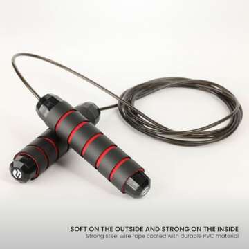 Limm Adjustable Jump Rope for Workout - All-Purpose Exercise Jump Rope Kids & Adults Love with Tangl...