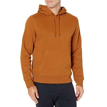 Stylish Amazon Essentials Men's Hoodie in Rust Orange