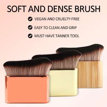 Orybot Self Tan Brush-Kabuki Brush for Body,Sunscreen Tanning Brush,Blusher,Shadow,Powder,Bronzer and Foundation Self Tanner Brush,Makeup Brushes for Face and Body(Rose Gold)