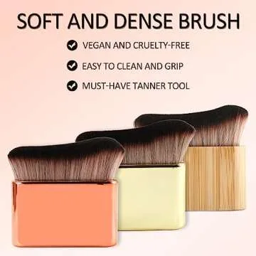 Orybot Self Tan Brush-Kabuki Brush for Body,Sunscreen Tanning Brush,Blusher,Shadow,Powder,Bronzer and Foundation Self Tanner Brush,Makeup Brushes for Face and Body(Rose Gold)