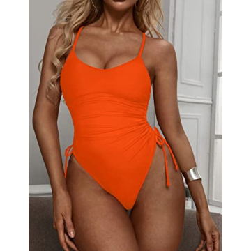 Ruched High Cut One Piece Swimsuit for Women