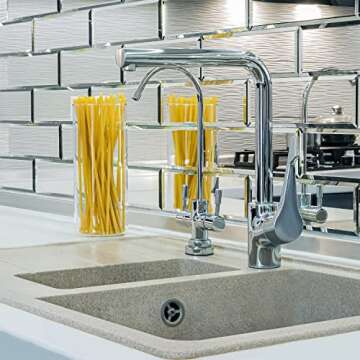 3x10 Mirror Backsplash Tiles Glass Beveled Subway Tiles for Kitchen or Bathroom Wall (55 Pcs, 12 Sq.ft)