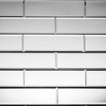 3x10 Mirror Backsplash Tiles Glass Beveled Subway Tiles for Kitchen or Bathroom Wall (55 Pcs, 12 Sq.ft)
