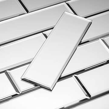 3x10 Mirror Backsplash Tiles Glass Beveled Subway Tiles for Kitchen or Bathroom Wall (55 Pcs, 12 Sq.ft)