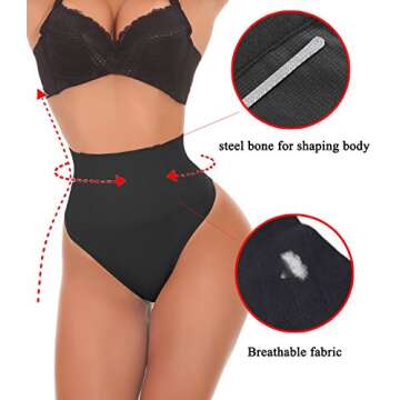 SEXYWG Women Waist Cincher Girdle Tummy Control Thong Panty Slimmer Body Shaper Black