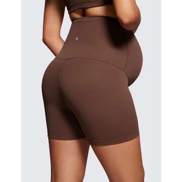 CRZ YOGA Womens Butterluxe Maternity Biker Shorts Over The Belly 4" - Pregnancy Yoga Workout Activew...