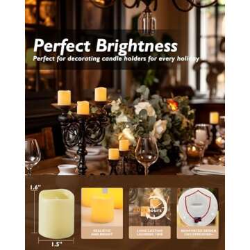 Homemory 24Pack Flickering Flameless Votive Candles, 200+Hour Long Lasting Electric Fake Candles, Battery Operated LED Tealight for Wedding, Christmas Decorations, Outdoor (Battery Included)