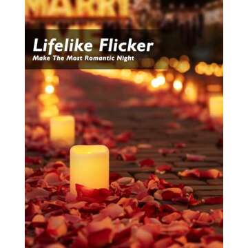 Homemory 24Pack Flickering Flameless Votive Candles, 200+Hour Long Lasting Electric Fake Candles, Battery Operated LED Tealight for Wedding, Christmas Decorations, Outdoor (Battery Included)
